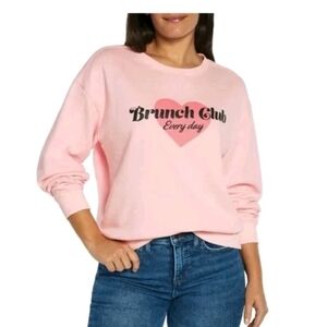 Wildfox Graphic Crewneck “Brunch Club Everyday” Sweatshirt Medium Pink